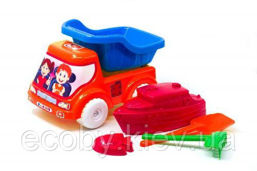 Машинка "Самоскид No4" + кораблик (червона), фото 1
