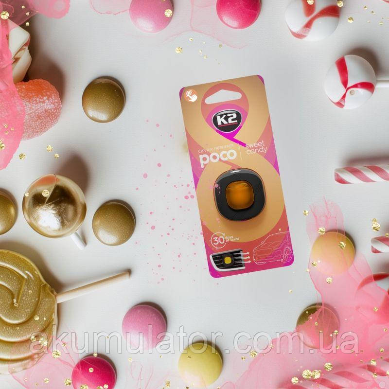 Освіжувач для салону авто К2 Poco "солодка цукерка" 3,3 мл на обдув V353, фото 1
