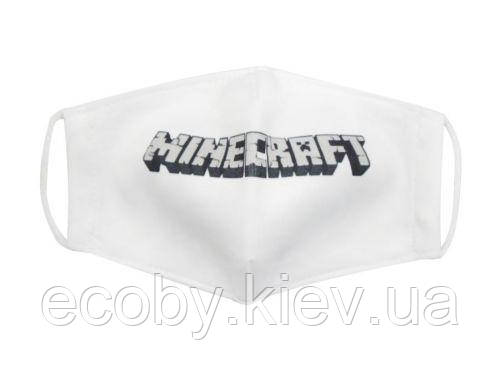 Багаторазова 4-шарова захисна маска "Майнкрафт" розмір 3, 7-14 років (білий), фото 1