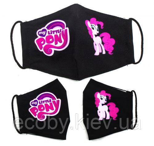 Багаторазова 4-шарова захисна маска "Поні" розмір 3, 7-14 років, фото 1