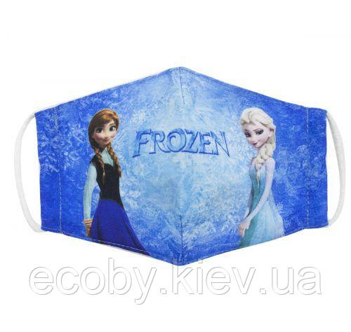 Багаторазова 4-шарова захисна маска "Холодне серце" розмір 3, 7-14 років, фото 1