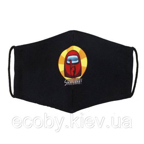 Багаторазова 4-шарова захисна маска "Among Us SHHHH!" розмір 3, 7-14 років, фото 1