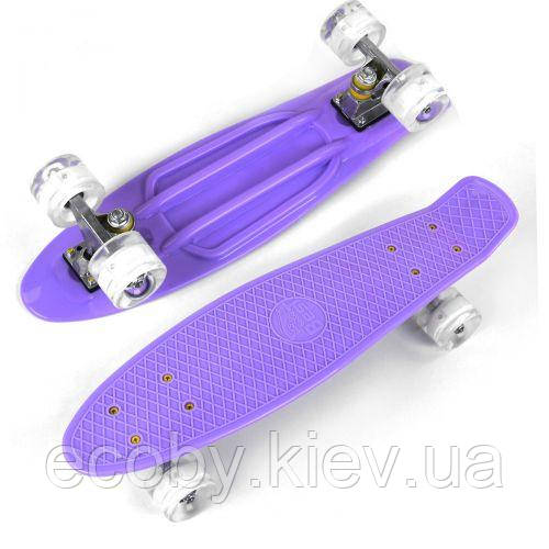 Пені Борд зі світними колесами, бузковий, фото 1