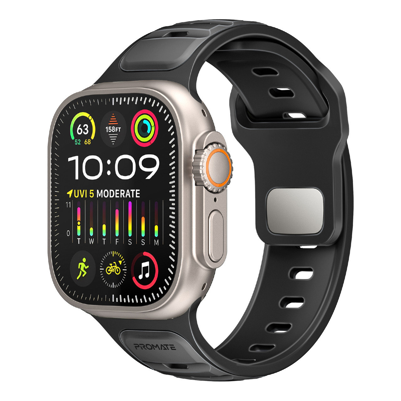 Силіконовий ремінець SiliBand-DC для Apple Watch 42/44/45/49 мм, серії 1-9, SE, Ultra 2 Black (siliband-dc.black)