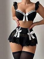 Жіночий сексуальний костюм покоївки для рольових ігор еротична білизна (розмір S)