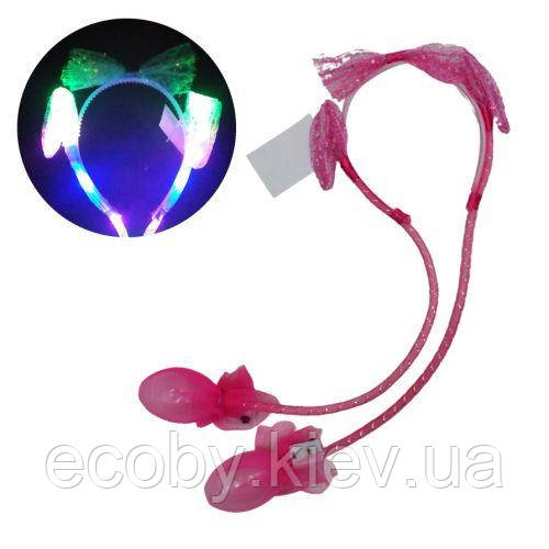 Обруч із рухомими вушками "Зайка" 50 см (малиновий), фото 1