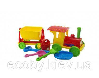 Потяг-конструктор із пісочним набором (червоний), фото 1