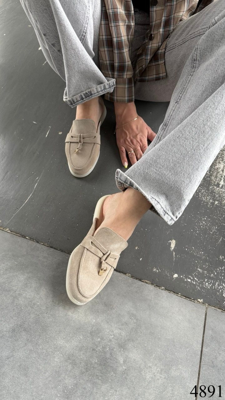 Мюлі жіночі, бежеві натуральна замша, фото 1