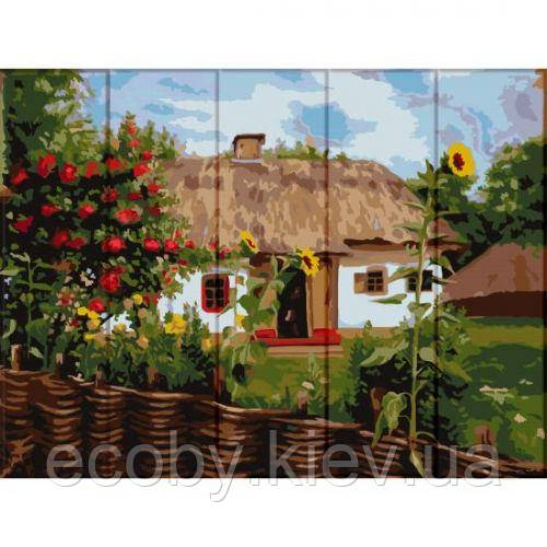 Картина за номерами на дереві "Будівець у селі", фото 1