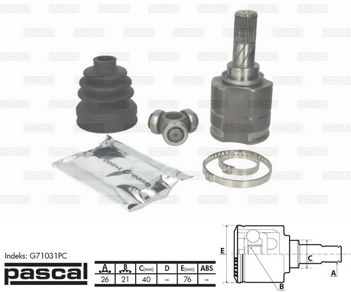 ШРУС, граната, внутрішня (26Z/21Z/40ММ) NISSAN MICRA III 1.0 / 1.2 / 1.4 01.03-06.10, фото 1
