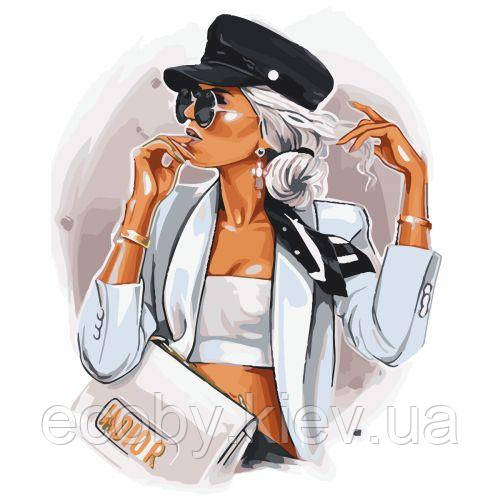 Картина за номерами "Стильна дівчина в білому", фото 1