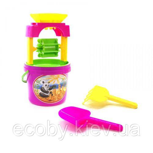 Пісочний набір "Панда" із млином, рожевий, фото 1