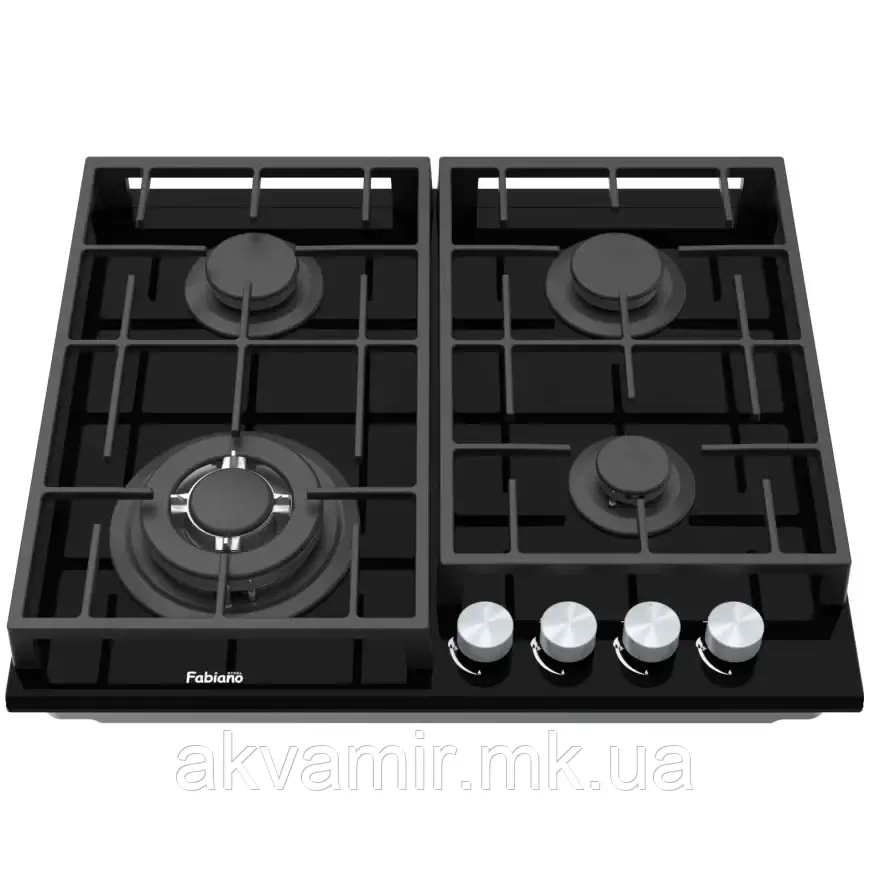 Газова варильна поверхня Fabiano FHG 8244 VGHT Black Glass, фото 1