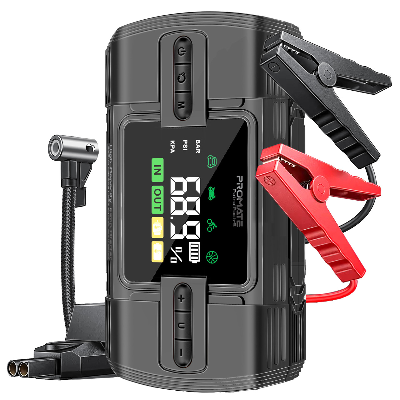 УМБ Promate PatrolPack-3 12000 mAh 1200A Jump Starter USB-С, USB-А, DC, LED Black (patrolpack-3)