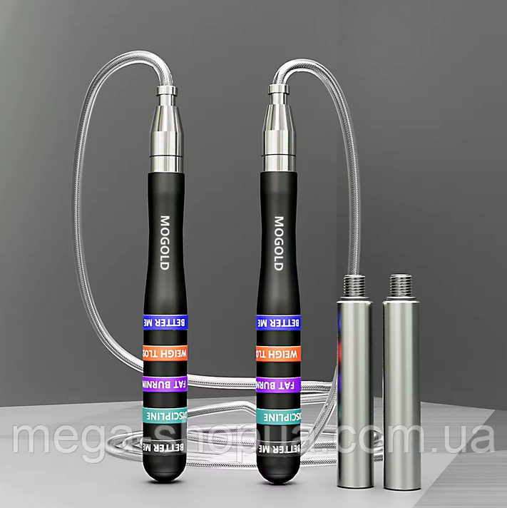 Скакалка швидкісна на підшипниках з обтяжувачами для дорослих - для фітнесу, кросфіту та схуднення RFG-0034