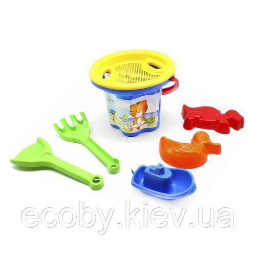 Набір для гри з піском "Квіточка", 7 елементів синій, фото 1