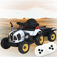 Трактор з причепом на двох моторах по 25В та пультом керування Bambi M 6028EBLR-1 Білий