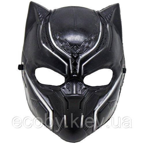 Маска пластикова "Чорна пантера" на гумці, фото 1