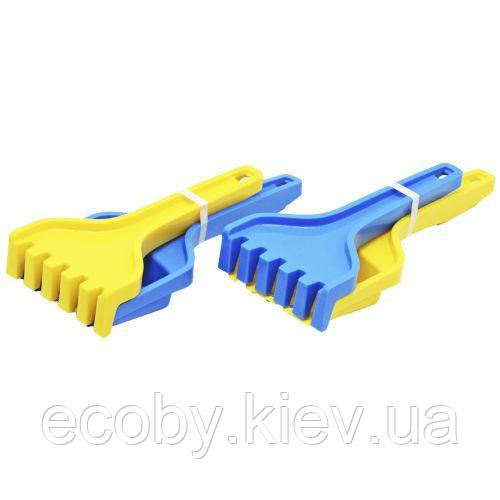 Пісочний набір "Лопатка та граблі" (блакитний + жовтий), фото 1