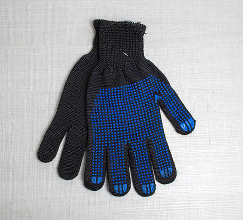 Рукавички трикотажні з ПВХ №29 чорні 84 грам, фото 1