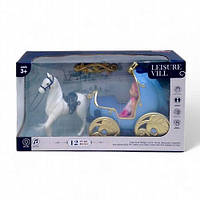 Карета з конячкою та лялькою, музика та підсвітка (блакитна)