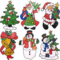 Наклейка силіконова із новорічними малюнками на скло 25*30см (24246)