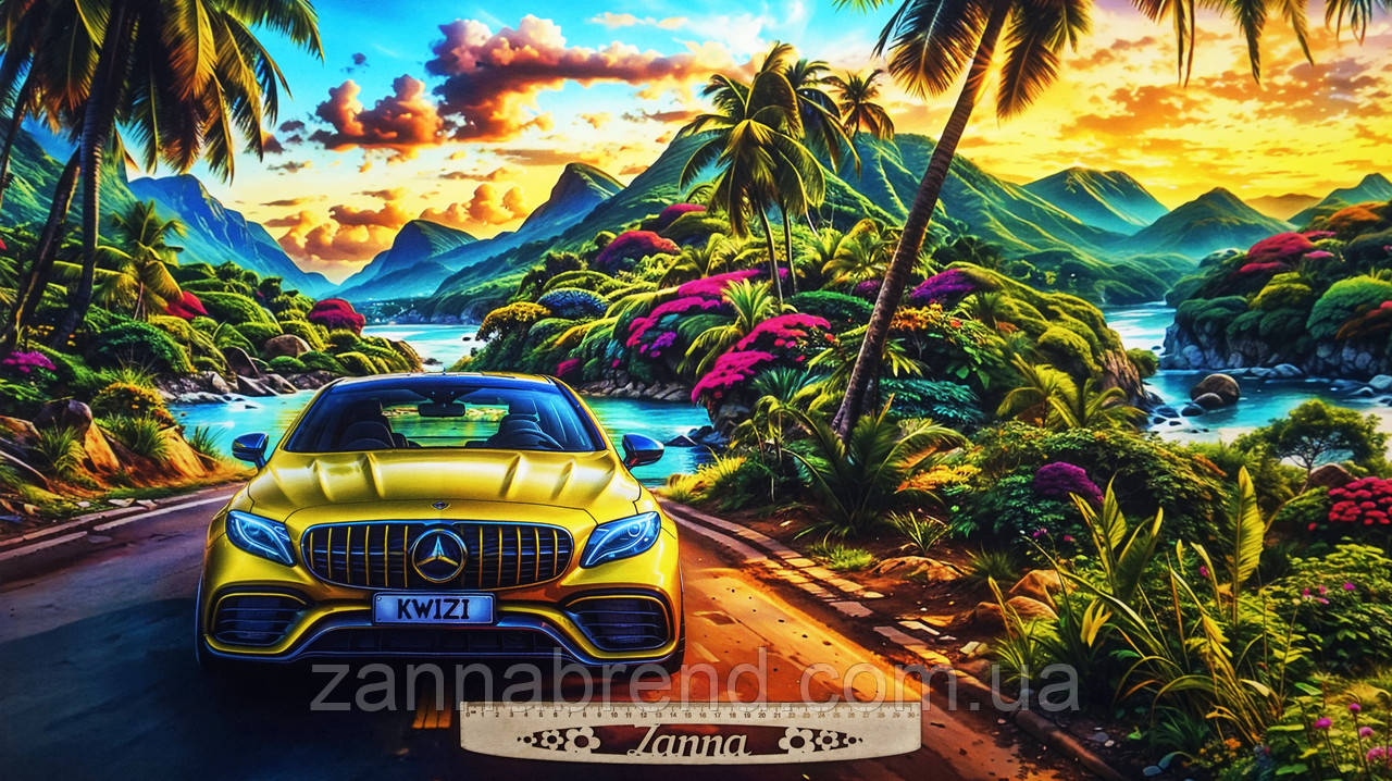 Стрейч-кулір (Супрем) різнокольоровий Купон 67 × 180 см "Тропічна подорож" (Туреччина), фото 1