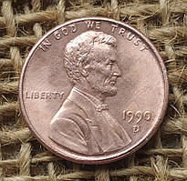 1 цент 1990 року. (D) США