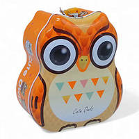 Скарбничка металева із замочком "Сова", жовтогаряча