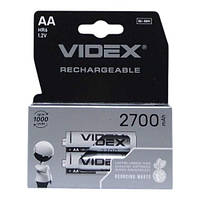 Акумулятори "VIDEX" АА (перезаряджувані, акумуляторні батарейки хв.робота 2700 mAh 1,2 V) 2 штуки