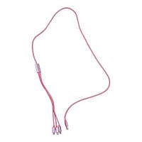 Кабель тканинний 3 в 1, MicroUSB, Type-C і Lightning (рожевий)