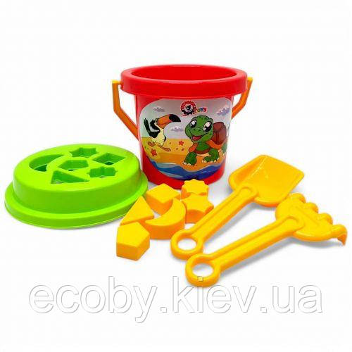 Набір пісочний "Розумний малюк" (веселка, кришка, пасочки, граблі, лопатка), фото 1
