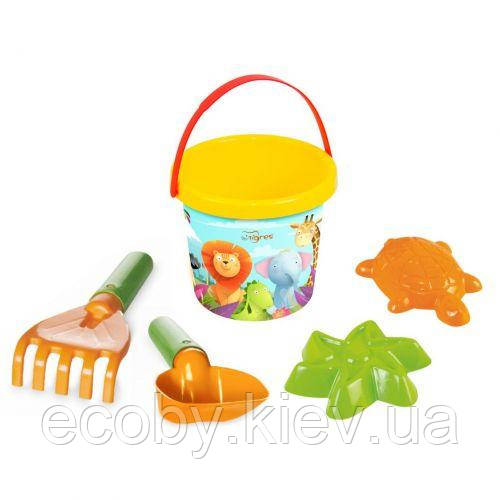 Набір для піску "Звірятка" 5 ел. з термонаклейкою, фото 1