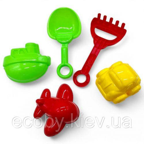 Набір пісочний № 6 (лопатка + граблі + пасочки), фото 1