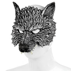 Чорна маска вовка RESTEQ. Маска вовк із поліуретанової піни. Маска Wolf чорного кольору, фото 1