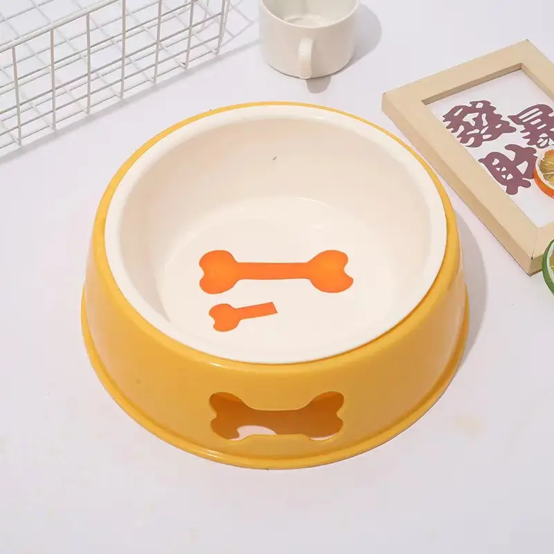 Кругла миска "Риб’яча кістка" для собак 3 розміри Жовта 18,5 см, фото 1