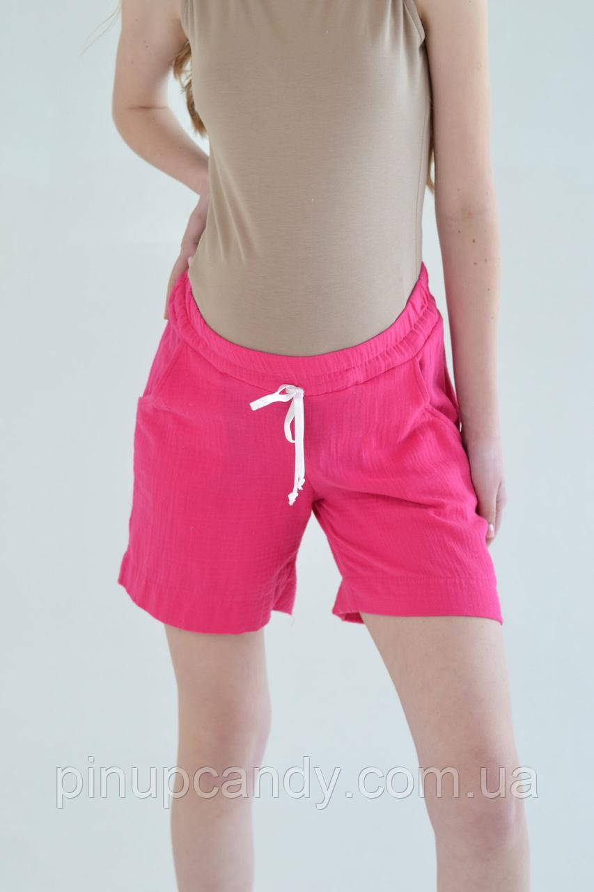 Шорти для вагітних муслін жатка Sofa малинові (розміри: 42-56), фото 1