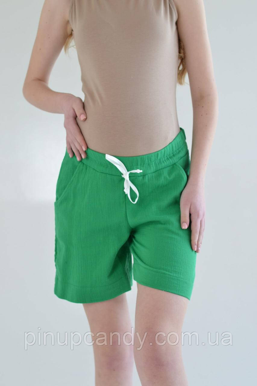 Шорти для вагітних муслін жатка Sofa трава (розміри: 42-56), фото 1