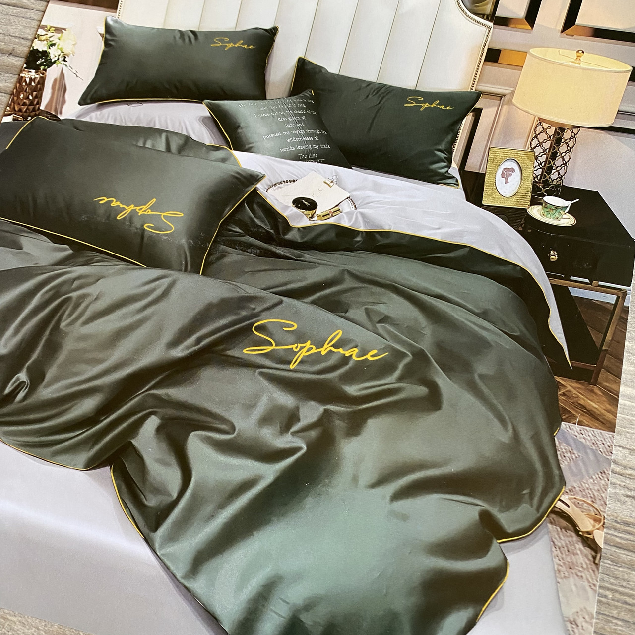 Готовий двоспальний комплект сатинової постільної білизни високої якості Розмір 2.0, фото 1