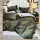 Готовий комплект сатинової постільної білизни високої якості Євро розміру, фото 4
