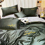 Готовий комплект сатинової постільної білизни високої якості Євро розміру, фото 7