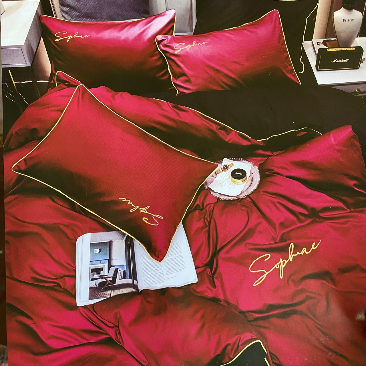 Готовий двоспальний комплект сатинової постільної білизни високої якості Розмір 2.0, фото 1