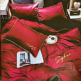 Готовий комплект сатинової постільної білизни високої якості Євро розміру, фото 4