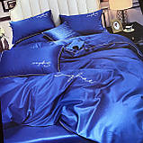 Готовий комплект сатинової постільної білизни високої якості Євро розміру, фото 2