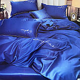 Готовий комплект сатинової постільної білизни високої якості Євро розміру, фото 6