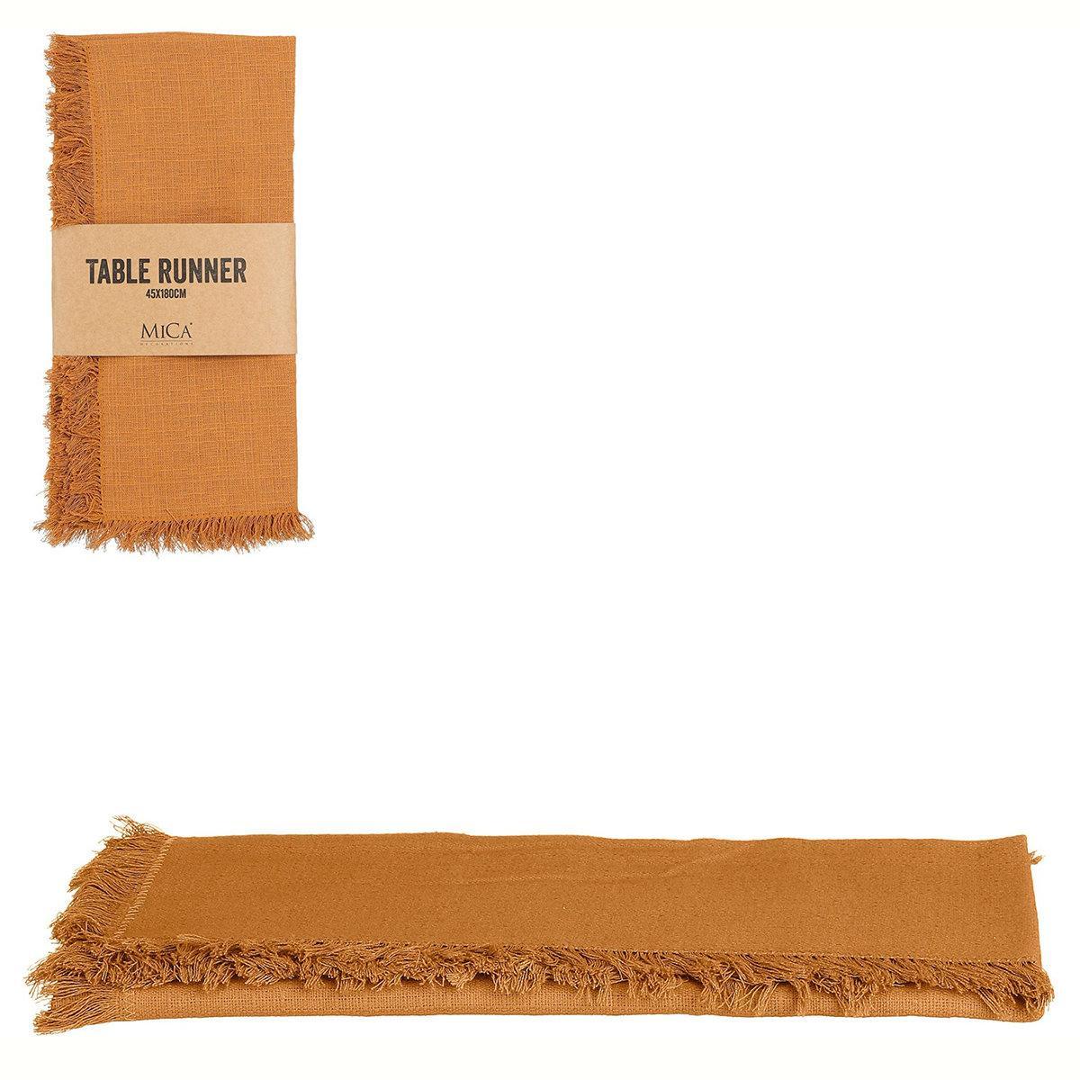 Ранер бавовняний однотонний у кольорі охри Villia Edelman, фото 1