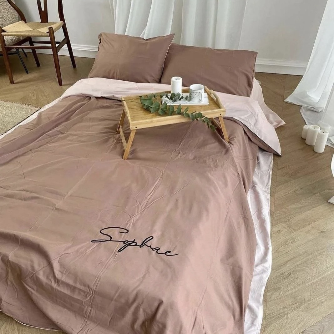 Готовий комплект сатинової постільної білизни високої якості Євро розміру, фото 1