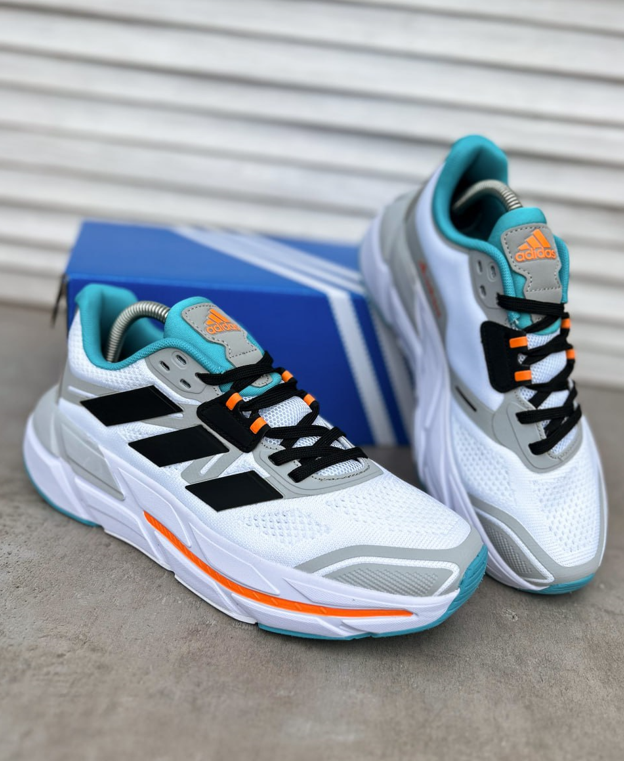 Чоловічі кросівки Adidas Adistar White blue на літо Адідас білі з блакитним яскраві сітка текстиль дихаючі легкі для чоловіків