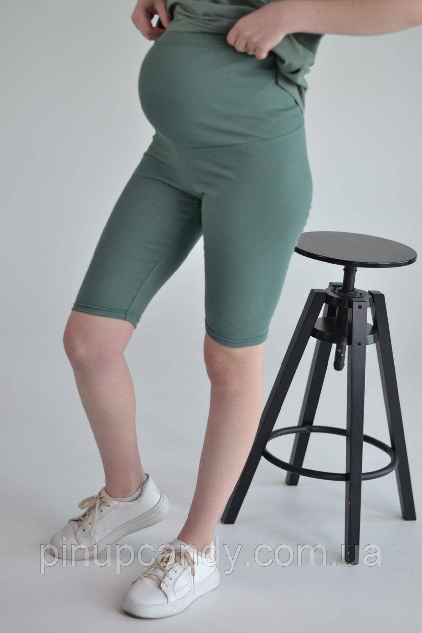 Велосипедки для вагітних бавовняний трикотаж рубчик Jekky олива (розміри: 42-56), фото 1