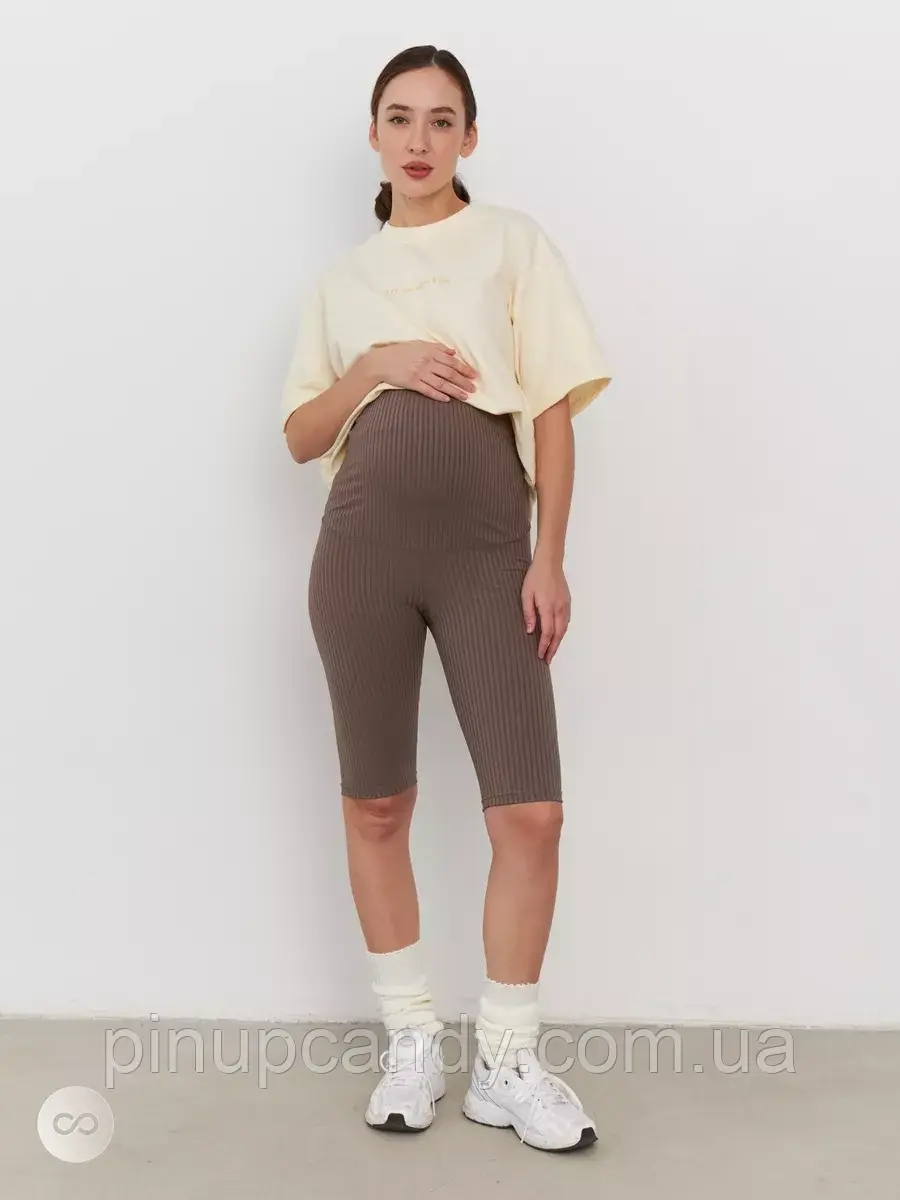 Велосипедки для вагітних бавовняний трикотаж рубчик Jekky мокко (розміри: 42-56), фото 1